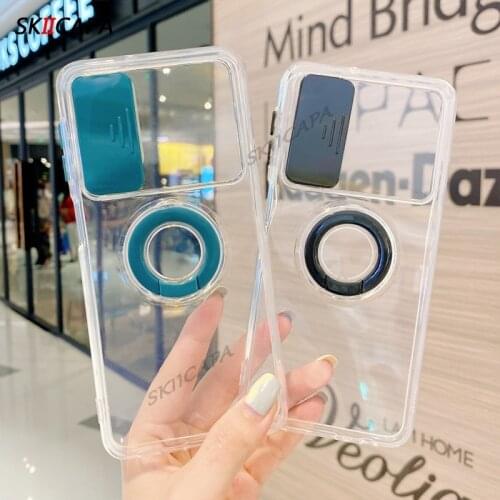 For Oppo F19 Pro Plus F17 A74 A54 A94 Camera Lens Protection Phone Case For Realme C20 C15 C12 C11 C1 Silicone Ring Stand Cover