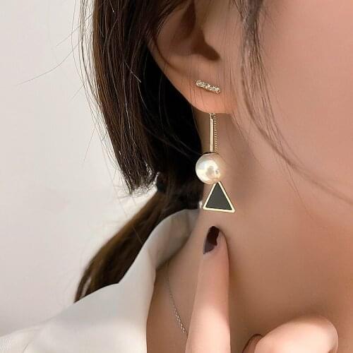 Pearl earrings fashion jewelry 2020 round punk style piercings Chain minimalist jewelry Stud earrings bridesmaid gift pendants