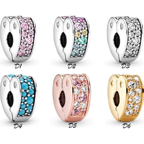 100% 925 Sterling Silver Charm Colorful Love Arc Clip Fit Pandora Women Bracelet & Necklace Diy Jewelry