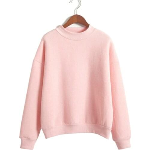 9 Colors Winter Pink Hoodie Round Neck Long Sleeve Velvet Warm Sweatshirts Women Korean Fashion Hoodies Female Casual Pullovers