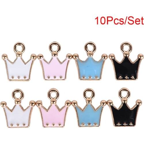 10Pcs/Set Enamel Alloy Little Crown Charms Pendant Jewelry DIY Making Craft Gift For Necklace Bracelet Making Accessaries