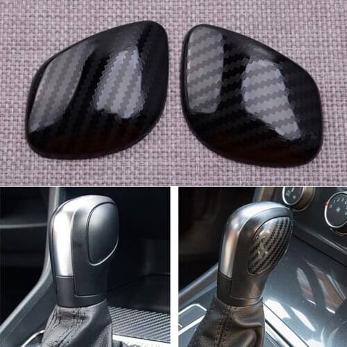 2pcs Carbon Fiber Style Gear Lever Shift Knob Side Cap Cover Trim Fit For VW Passat Beetle 2017-2019 2016 2015 2014 2013 2012