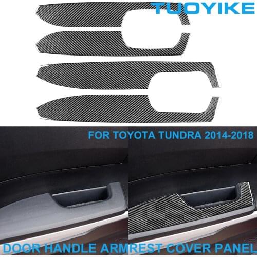 LHD RHD Car Styling Carbon Fiber Interior Inner Door Handle Armrest Cover Panel Trim Sticker For Toyota TUNDRA 2014-2018 4PCS