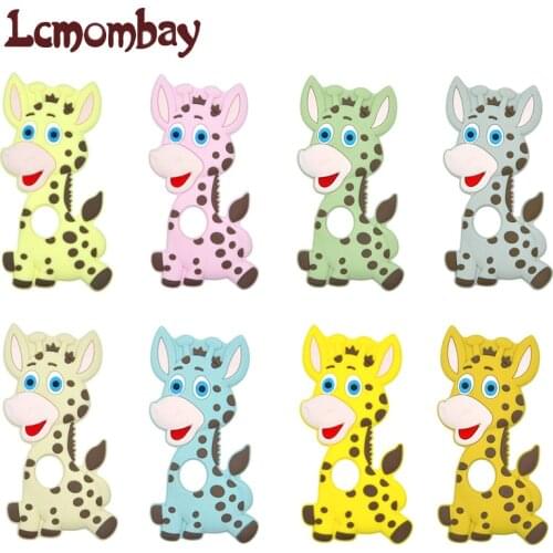 5/10pcs Cartoon Giraffe Animal Silicone Teether Rodent BPA Food Free Baby Teeth Nursing Pacifier Clip Silicone Bead