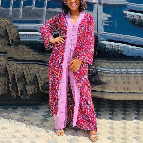 African Ladies Chiffon Pants Sets for Women Loose Printed Autumn Fall New Loose Fashion Evening Night Party Outfits Matching Set