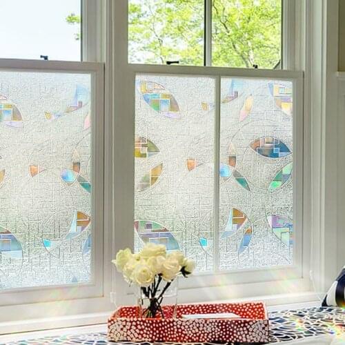 Anti-UV Glue-Free Electrostatic Glass Film Balcony Frosted Window Stickers Glass Sliding Door Abstract Round Pattern Pvc Film