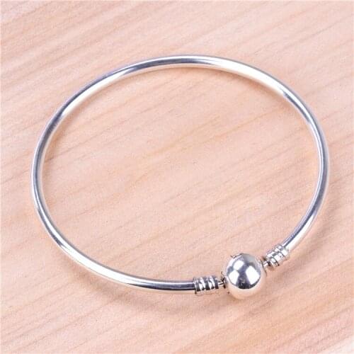 Authentic 925 Sterling Silver Pan Bracelet Classic Round Button Diy Versatile Bracelet Base Bracelet Fit Diy Charm Women Jewelry