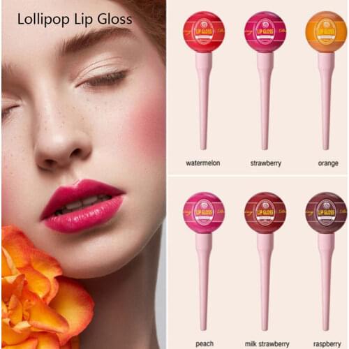 Lollipop Lip Glaze Tint Pump Crystal Waterproof Lip Gloss Niche Small Pepper Stain Moisturizing Sexy Flash