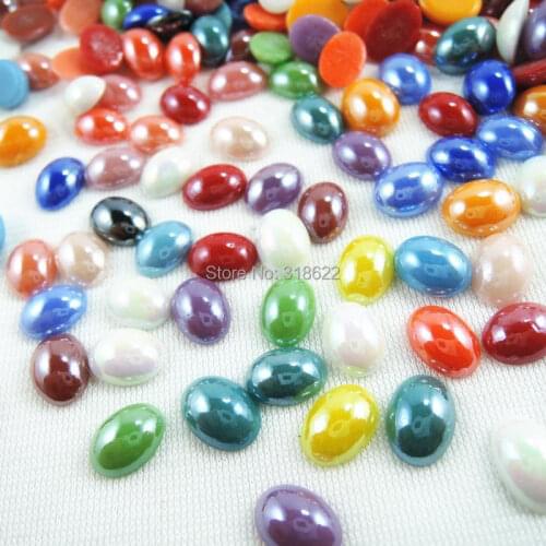 New 8*10mm Oval Shape Flatback Beads Mixed Flat back Glass Cabochon Garment/Shoes/Bags/Nail/ DIY phone Decor Crafts
