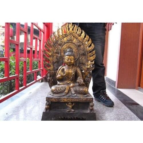 Fast shipping USPS to USA S2966 33" Tibet Buddhism classical Copper Bronze Gild Sakyamuni Tathagata Buddha Statue