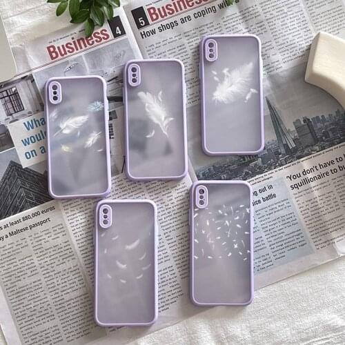 Feather Phone Case Matte Fundas Shell Cover For Iphone 6 6s 7 8 Plus Xr X Xs 11 12 13 Mini Pro Max