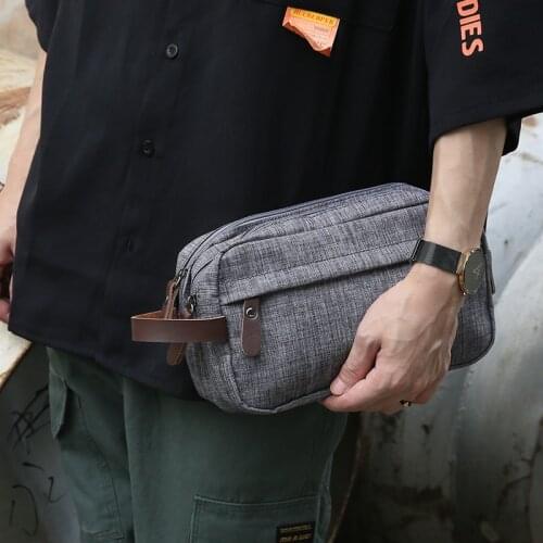 Mens Handheld Pure Color Canvas Bag, Restore The Ancient Way Carry Handbag Travel Storage Bag Male Cluthes