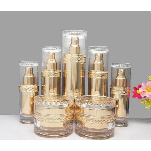 30ml 50ml 120ml 30g 50g An Crown Shape High Quality Bottle Empty Cream Jar Spray Lotion Pump Acrylic Essence Refillable Bottle
