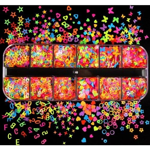 Glitter Flakes Box Colorful Fluorescent Butterfly Sequins Epoxy Silicone Resin Mold Clay Slime Filler DIY Jewelry Making Kit