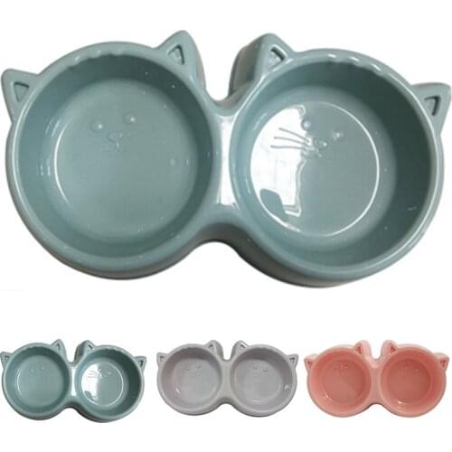 Legendog Plastic Double Cat Bowl Cat Food Bowl Dog Water Bowl Dual Pet Bowl Pet Feeding Cat Water Bowl Product Supplies