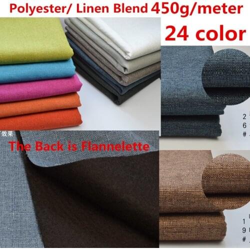 Linen Style Polyester Cotton Fabric Craft Cushion Table Sofa Curtain Upholstery Fabric Composite Flannelette Back 450g /M