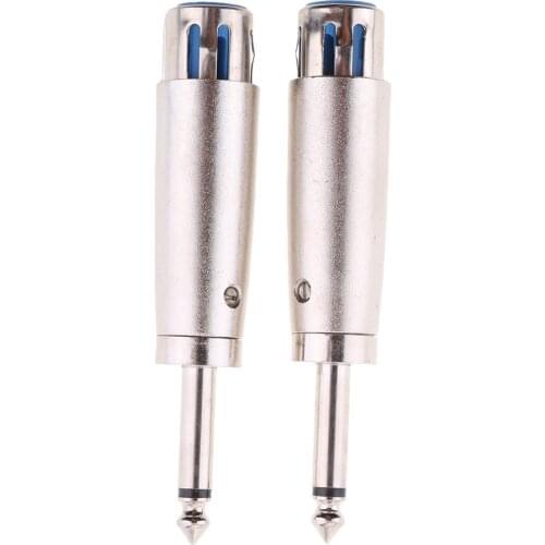 Metal XLR 3 Pin Female To Mono 6.35mm 1/4 Male Jack Plug Adaptor Converter