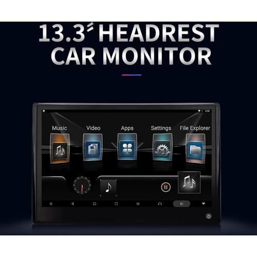 ONKAR Car 13.3 Inch Android 9.0 Headrest Monitor 4K Screen 2GB+16GB 1920*1080P 2.5D IPS Screen Suppport HDMI IN/OUT USB SD Card
