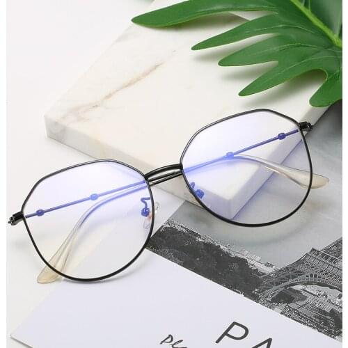 Men Vintage Anti Blue light Glasses Frame Round Women Lens Myopia Optical Mirror Simple Metal Anti-blue Clear Eyewear Frames