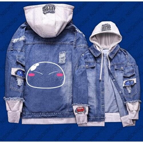 New Spring Tensei Shitara Slime Datta Ken hoodie Anime Rimuru Tempest Coat reflect light Men Women Fashion Denim Jacket