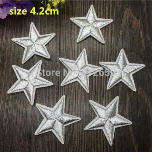 WL New arrival 10 pcs Silver Color little star Embroidered patches iron on cartoon Motif Applique embroidery accessory