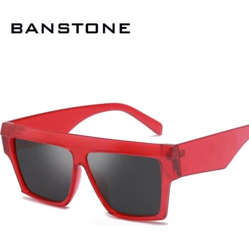 Flat Top Oversized Square Vintage Sunglasses For Men Brand Designer Wide Leg Women Glasses UV400 Lunette De Soleil Red Black