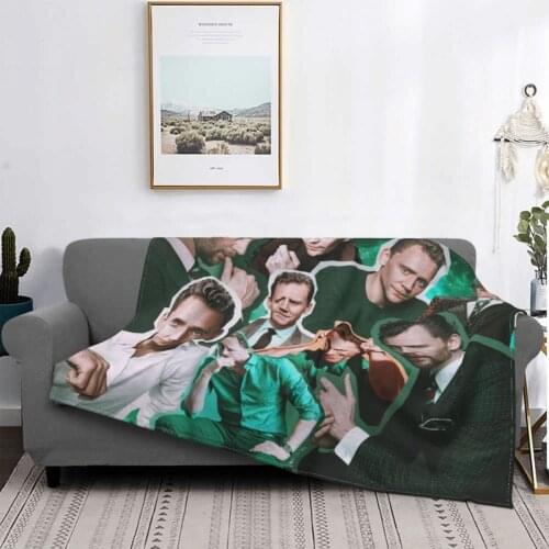 Tom Hiddleston Blankets Fleece Print Actor Portable Soft Throw Blankets for Sofa Bedroom Quilt