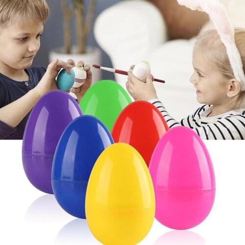 Oval Plastic Bright Colorful Open Easter Graffiti Painted Eggs Assorted Colors Holiday Decoration About 6x4 Cm /2.36x1.57 Inches