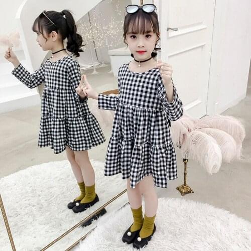 Dress For girls Big Bow Girls Dress Casual Plaid Dress Girl 2020 Autumn Spring Kids Dresses For Girls 6 8 10 12 14