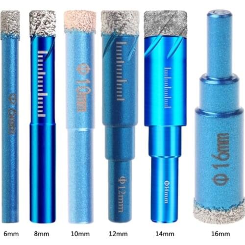 6 8 10 12 14 16 mm Durable Diamond Coated Core Drill Bit Dry Drilling for Glass Marble Granite Quartz Porcelain Ceramics