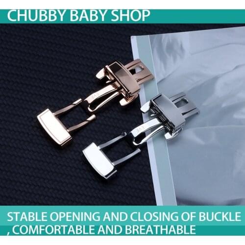 16mm 18mm 19mm Polished Silver RoseGold Stainless Steel Buckle For PP Aquanaut Patek Rubber strap Folding Clasp With engraving