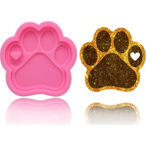 DIY Craft Bear Paw Keychain Faux Crystal Fondant Cake Baking Silicone Epoxy Mold Chocolate Dessert Decoration Baking Tools