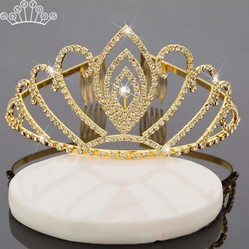 Gold Color Wedding Crown Queen Bridal Tiaras Bride Crystal Princess Crown Headband Wedding Hair Accessories Hair jewelry