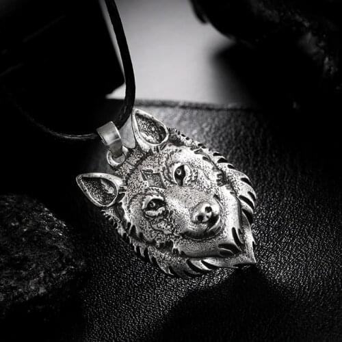 Tibetan Silver Wolf Head Pendant Necklace Norse Wolf Head Necklace Original Animal Jewelry Wolf Head 1Pcs