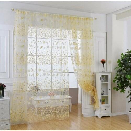 Floral Print Voile Curtain Sheer Tulle Polyester Curtain Window Bedroom Living Room Kitchen Balcony Curtains For Decoration