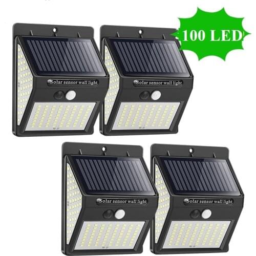 100LED Solar Light Outdoor Waterproof Motion Sensor Wall Lights Garden Security Wall Street Solar Lamp for Garden Decoration