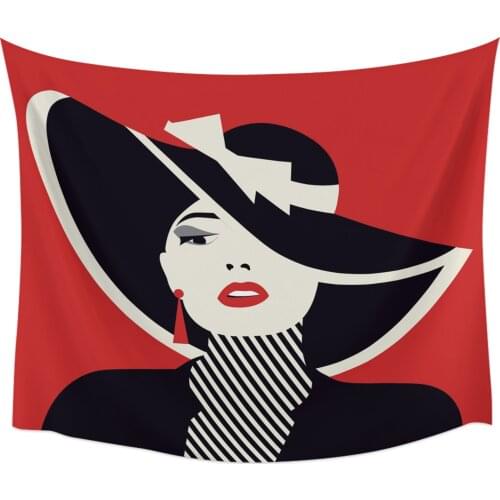 Woman Hat Art Wall Tapestry Home Wall Decor Bedroom Tapestry Wall Hanging Yoga Mat Picnic Mat