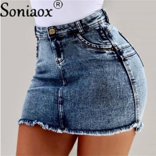 2021 Women Summer Solid Pencil Skirts Denim Skirts Sexy High Waist Bag Hip Femme Jean Skirts Womens Casual Plus Size Clothing