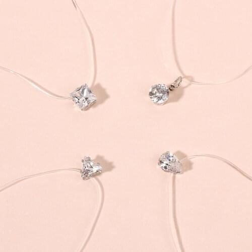 Women Necklace Fashion Simple Transparent Invisible Fishing Line Diamonds Non-Fade Necklace Personality Necklace for Ladies Gift