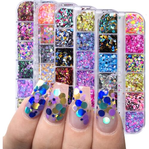1 Case Nail Glitter Powder Sequins Round Butterfly Heart 3D Flakes Holographic Powder For Nail Polish Manicure Decoration LAP-D