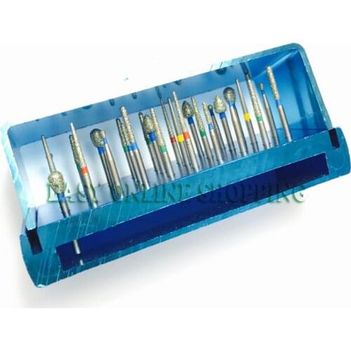 30 X Dental Diamond Burs Drill + 1 Blue Disinfection Block High Speed Handpieces Holder