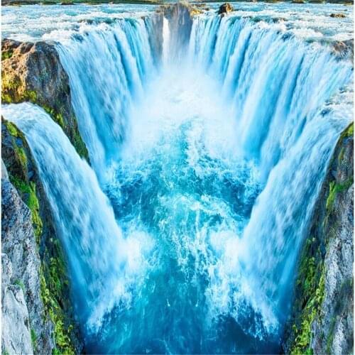 3D wallpaper 3d floor murals PVC 3D waterfall floor bathroom living room floor PVC waterproof floor Home Decoration
