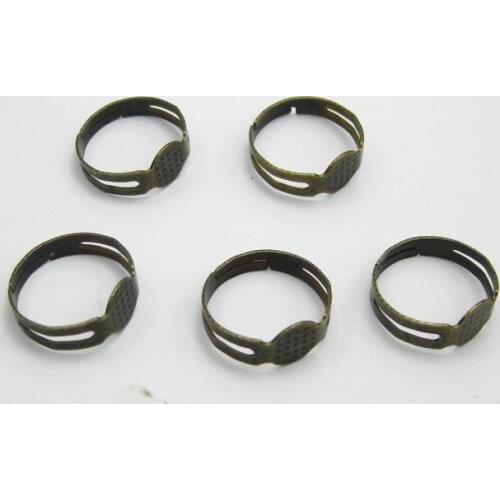 50 Bronze Tone Adjustable Ring Blank Findings GLUE ON Base 8mm Pad