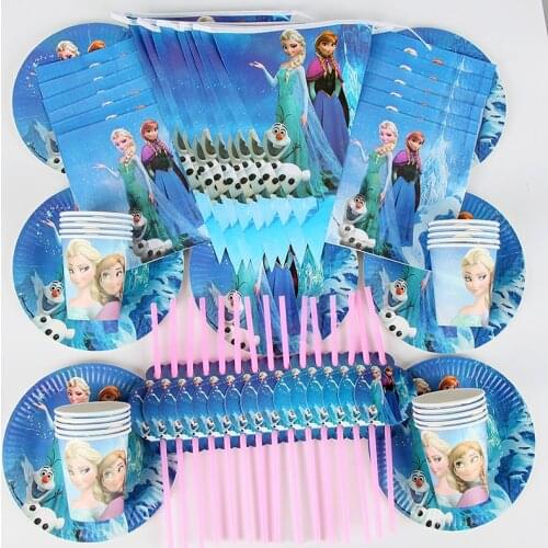 90pcs/lot Suitable Anna Elsa theme for 20 people Princess Tableware Set Children Birthday Party Supplies Decorations Party