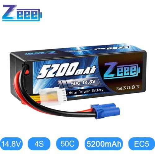Zeee 4S 14.8V 5200mAh 50C Lipo Battery With EC5 Plug Hardcase 4S RC Lipo Battery For Buggy Truggy Crawler Monster Car Boat Truck