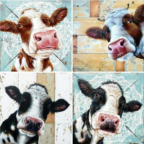 EverShine Diamond Painting Cattle Diamond Embroidery Full Drill Square Animal Picture Mosaic Cross Stitch Rhinestones Home Decor