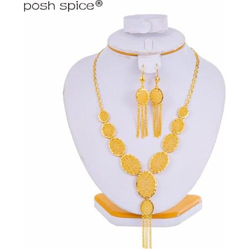 Arabic Jewelry Dubai Jewelry Set for Women Ethiopian Jewelry sets African Earrings Sets Gold Color Necklace Bridal Jewelry