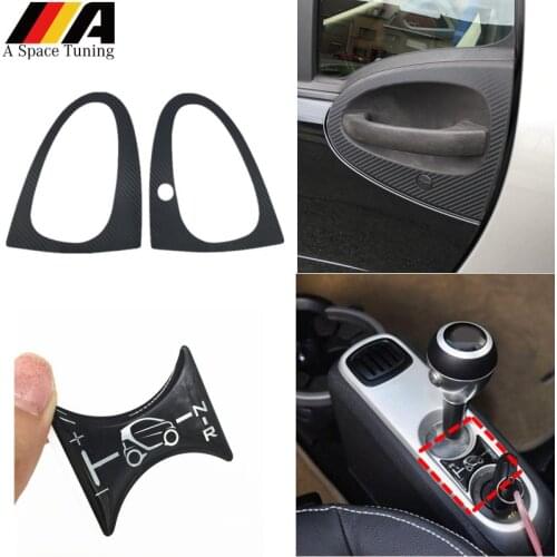 Car Door Handle Stickers Carbon Fiber Vinyl Protection Decal Gear Shift Knob Panel For Benz Smart Fortwo 451 Brabus 2007-2014
