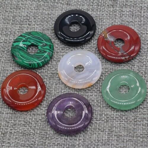 Natural Stone Beads Round Semi-Precious Big-Hole Bead For Jewelry Making DIY Necklace Bracelet Anklet Accessory