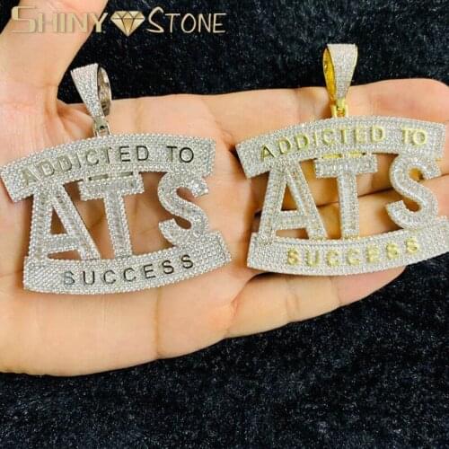 Hip Hop Addicted To Success Letter Pendant Necklace With Rope Chain Iced Out Bling 5A Cubic Zirconia Fashion Men Women Jewelry